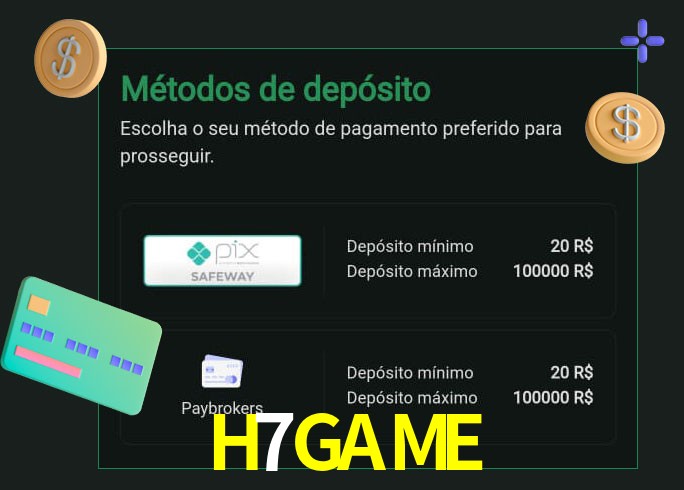 O cassino H7GAME oferece uma grande variedade de métodos de pagamento